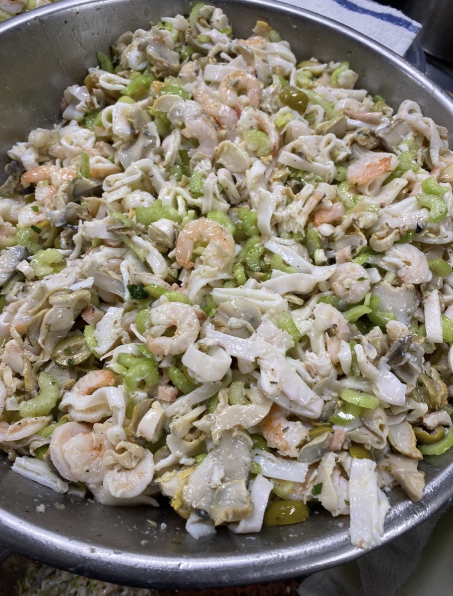 Seafood salad prepared for Barosa catering